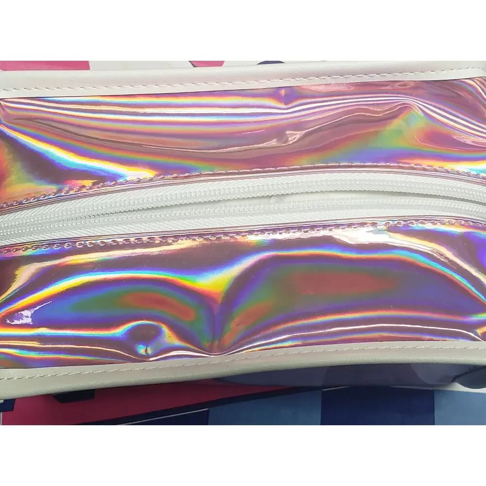 BBW Pink Iridescent Prismatic Zipper Cosmetic Overnight Travel Compact Bag